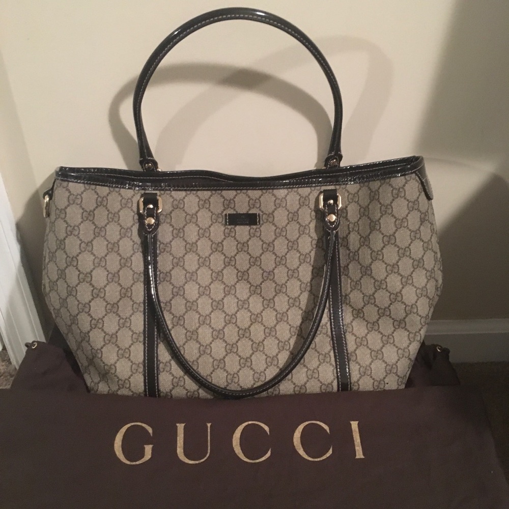 Gucci GG Monogram Brown Coated Canvas Tote